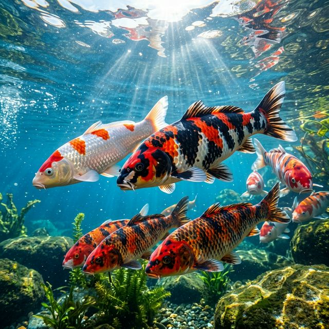 Коропи Кої в ставку